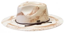 Bruno Capelo Beige / Latte Brown Hand Painted Wool Wide Brim Fedora Hat IN-450
