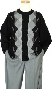 Michael Irvin Black / Charcoal Grey / Silver Grey Pull Over Knitted Crew Neck Sweater