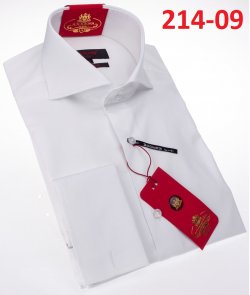 Axxess White Cotton Modern Fit Dress Shirt With Button Cuff 214-09.