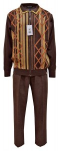 Stacy Adams Brown / Beige / Rust Zip-Up Sweater Outfit With Elbow Patches 3372