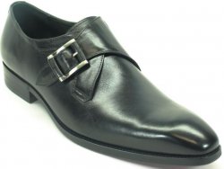 Carrucci Black Genuine Leather Monk Strap Buckle Loafer Shoes KS503-39.