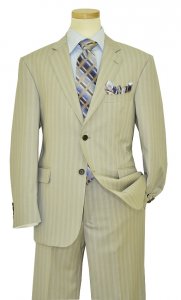 Collezioni By Zanetti Champagne With Sky Blue Pinstripes Super 120's Wool Suit FU2825/2