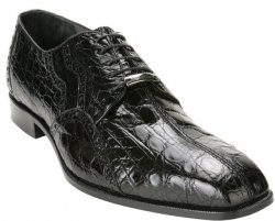 Belvedere "Stella" Black All-Over Genuine Crocodile Flanks Shoes