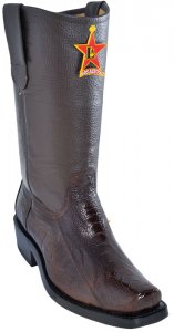 Los Altos Brown Genuine All-Over Ostrich Leg Leather Sole Biker Boots 55C0507