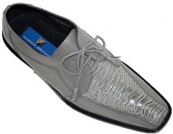 Giorgio Brutini Silver Grey Ostrich Print Shoes # 172608