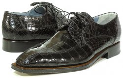 Mezlan "Cash" Black All-Over Genuine Alligator Shoes