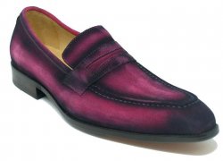 Carrucci Pink Genuine Suede Penny Loafer Shoes KS478-118S.