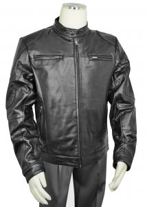 Vintage Black Genuine Tumbled Calfskin Leather Racing Jacket 28637