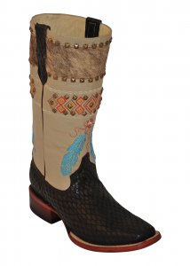 Ferrini Ladies 90671-04 Black "Aztec Queen" Genuine Cowhide Boots