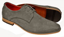 Tayno "Howard" Charcoal Grey Vegan Suede Plain Toe Lace-Up Derby Shoes