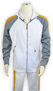 Stacy Adams White / Grey / Gold Cotton Blend Modern Fit Tracksuit Outfit 9570
