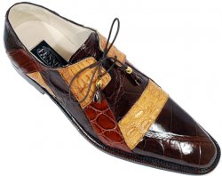 Fennix Italy Brown/Rust/Gold All-Over Genuine Alligator/Hornback Crocodile Shoes