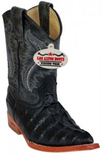 Los Altos Kid's Black All-Over Alligator Tail Prints 3X Toe Cowboy Boots 3450105