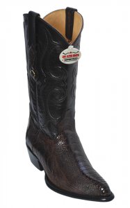 Los Altos Brown Genuine All-Over Ostrich Leg J-Toe Cowboy Boots 990507