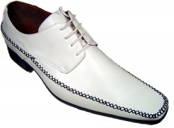 Sevasta Italiano White w/Black Stitching Leather Shoes # 1308