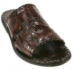 Belvedere "Palma" Brown Genuine Alligator Patchwork Sandals