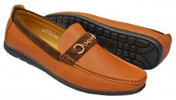 Tayno "Jhony" Cognac / Brown Vegan Leather / Microsuede Bit Strap Loafer Shoes