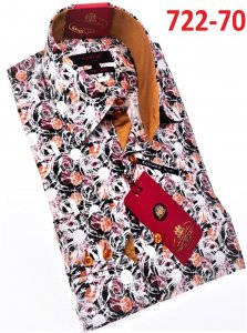 Axxess Multicolor Artistic Design Cotton Modern Fit Dress Shirt With Button Cuff 722-70.