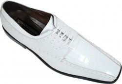 Stacy Adams "24638" White Alligator Print Shoes