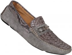 Mauri "9176" Light Grey Genuine Python / Suede Shoes