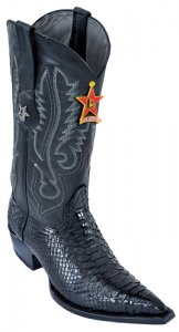 Los Altos Black Python 3X Toe W / Cowboy Heel Boots 95V5705