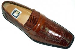 David Eden "Dorina" Dark Caramel All-Over Genuine Ostrich Shoes
