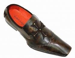 Robert Wayne "Armor" Brown Suede Cross Design Leather Loafers
