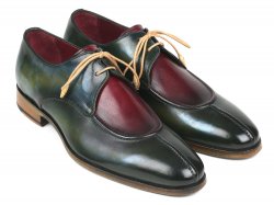 Paul Parkman "8864MLT" Green / Red Genuine Calfskin Split Toe Derby Shoes.