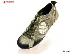 Fiesso Green / Black Denim Casual Sneakers FI2001