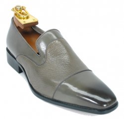Carrucci Grey Genuine Calf Skin Leather Loafer Shoes KS2240-05.