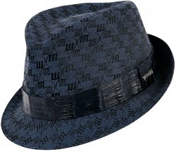 Mauri H54 Wonder Blue Genuine Baby Crocodile / Mauri Fabric Hat