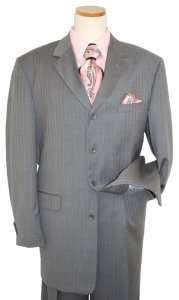 Xxiotti Grey with Pink Pinstripes Super 100'S Wool Wideleg Suit