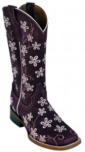 Ferrini Ladies 83193-48 Purple Genuine Cowhide Leather S-Toe Cowboy Boots.