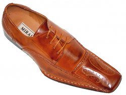 Miralto Cognac Embroidered Leather Shoes EM93