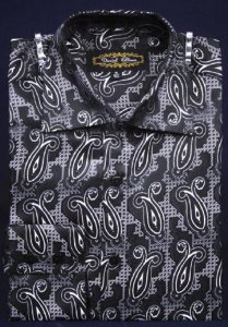 Daniel Ellissa Black Fancy Polyester Shirt With Button Cuff FSS1409