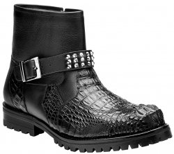 Belvedere "Uovo" Black Genuine Hornback Crocodile And Italian Calfskin Leather Ankle Boots 3500