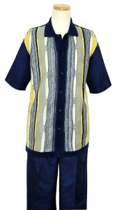 Silversilk Navy 2 Pc Knitted Silk Blend Outfit # 2901