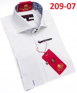 Axxess White Cotton Modern Fit Dress Shirt With Button Cuff 209-07.