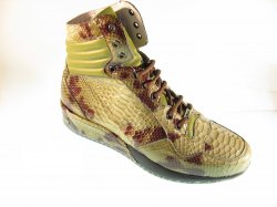 Mauri Olive Green Genuine Malabo Snake Leather Sneakers.