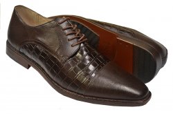 Giorgio Venturi Chocolate Brown Crocodile Embossed Leather Cap Toe Shoes 2524