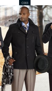 E. J. Samuel Black High Fashion Pea Coat C003