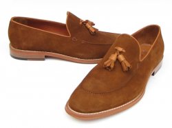 Paul Parkman 087 Camel Genuine Suede Loafer Shoes With Tassel