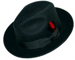 Dobbs Black "Dandy" 100% Wool Felt Fedora Dress Hat
