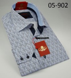 Axxess Grey / Black Artistic Cotton Modern Fit Dress Shirt 05-902
