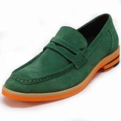 Fiesso Green Suede Casual Loafer Dress Shoes FI6703