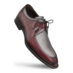Mezlan "PATINA" Burgundy / Grey Genuine Calfskin Two-Toned Oxford Shoes.