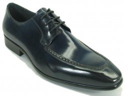 Carrucci Navy Genuine Calfskin Leather Woven Split Toe Lace- Up Oxford Shoes KS524-203.