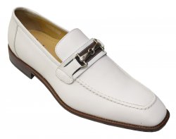 Calzoleria Toscana White Genuine Leather Loafer Shoes With Bracelet 2593