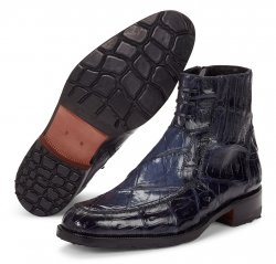 Mauri "Albricci" 4701 Charcoal Grey Genuine Baby Crocodile / Body Alligator Hand-Painted Boots