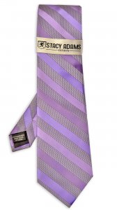 Stacy Adams Lavender / Silver Striped Silk Necktie / Hanky Set SA9709